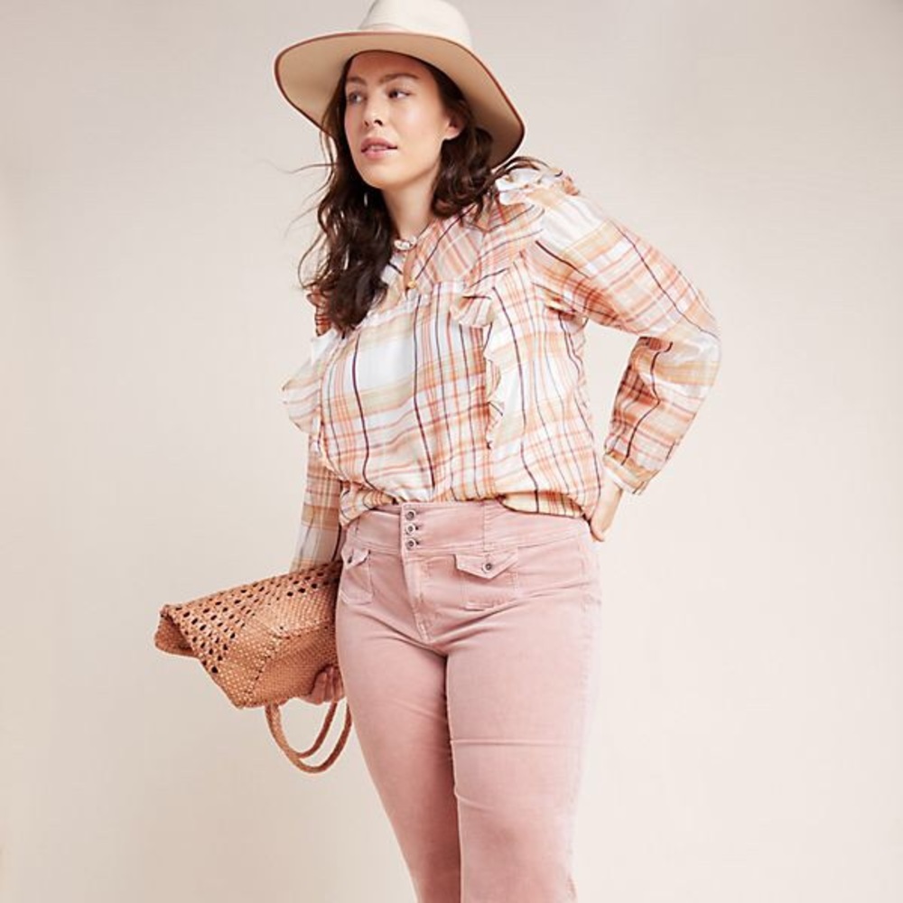 ANTHROPOLOGIE Ruffled Peasant Blouse Top L & 1X - Picture 5 of 8